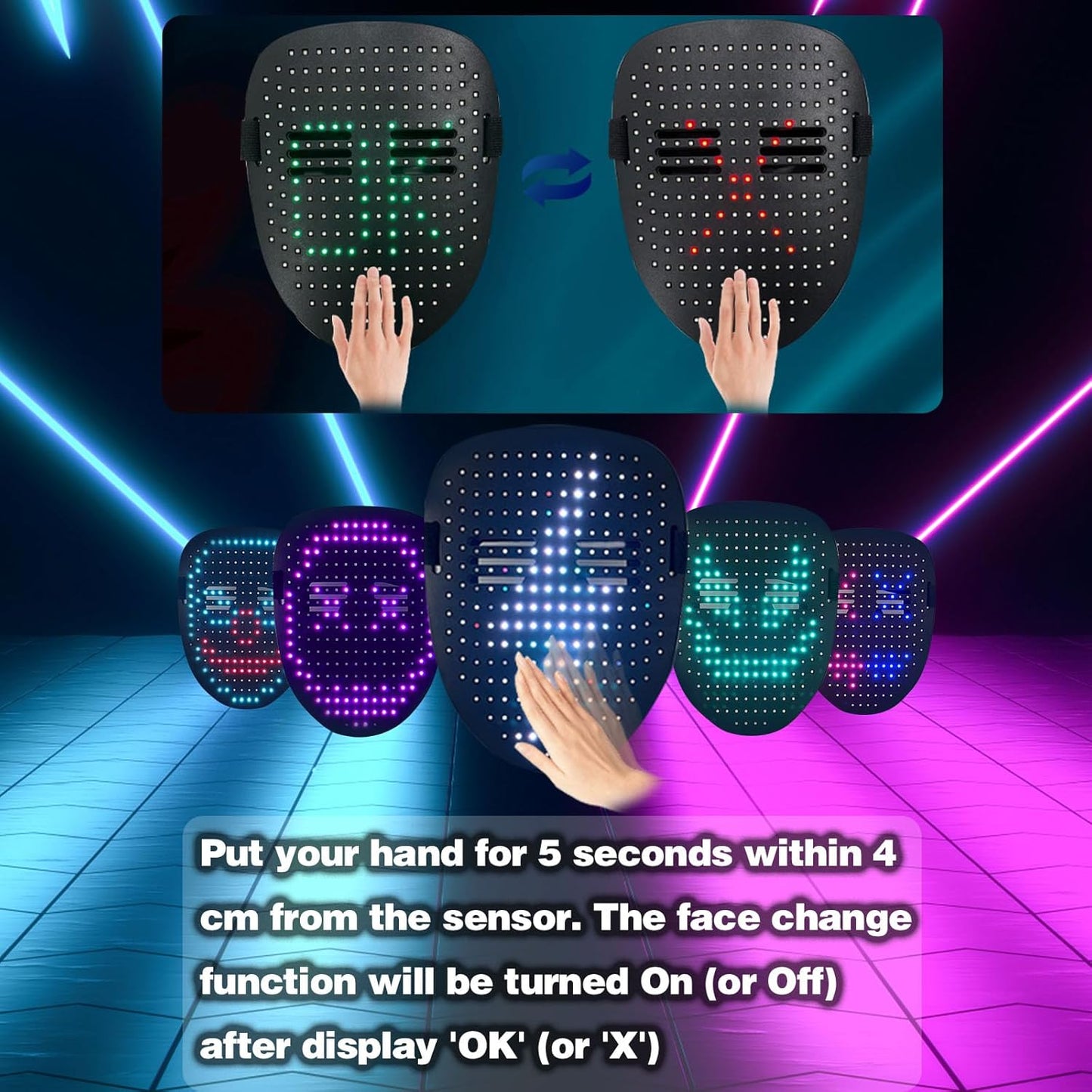 Gesture-Activated LED Face Mask