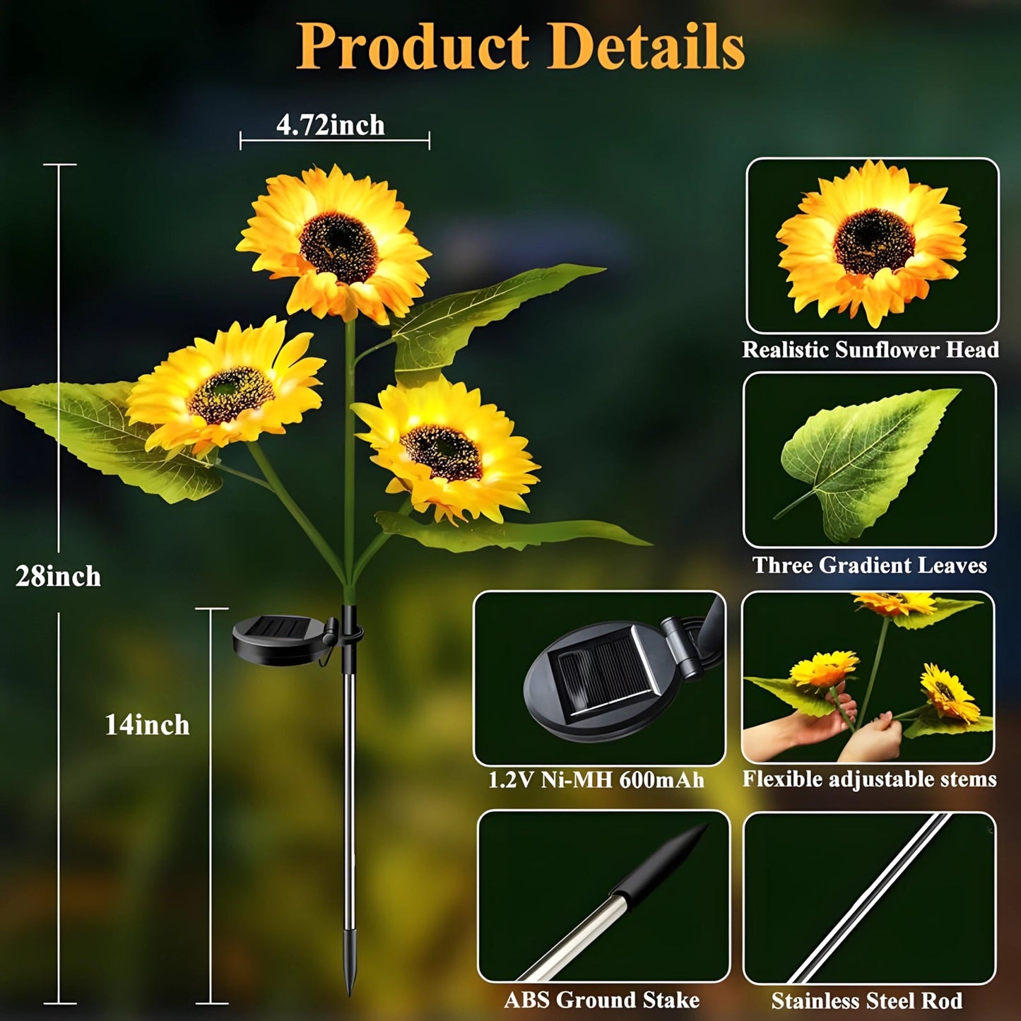 Solar Sunflower Garden Lights